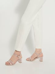 Dune London Gold Chrome Standard Fit Merisa Block Heel Sandals - Image 1 of 5