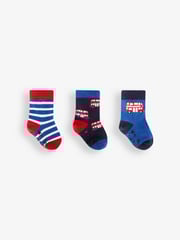 Jojo Maman Bébé Navy 3-Pack London Bus Socks - Image 1 of 1