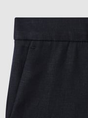 Reiss Navy Kin 4-9 yrs Slim Fit Linen Adjustable Trousers - Image 4 of 4
