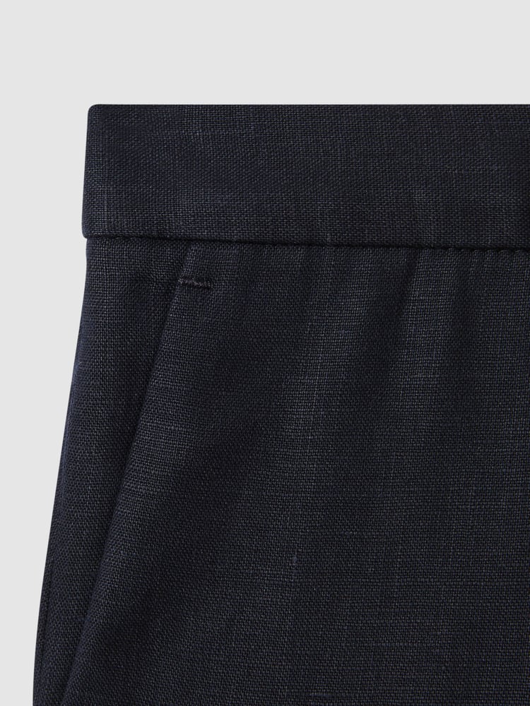 Reiss Navy Kin 4-9 yrs Slim Fit Linen Adjustable Trousers - Image 4 of 4