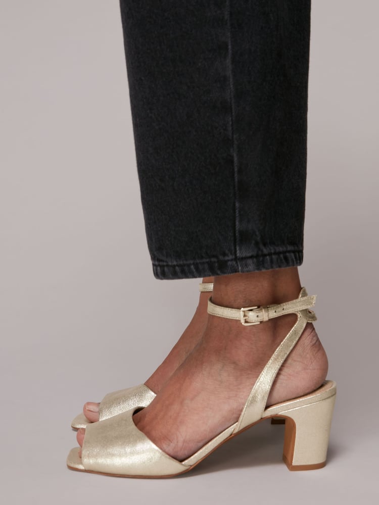 Whistles Gold Block Heel Emerson Sandals - Image 1 of 4 Whistles Gold Block Heel Emerson Sandals - Image 1 of 4