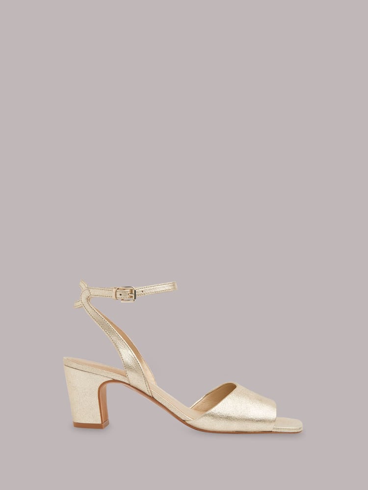 Whistles Gold Block Heel Emerson Sandals - Image 2 of 4 Whistles Gold Block Heel Emerson Sandals - Image 2 of 4