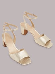 Whistles Gold Block Heel Emerson Sandals - Image 3 of 4
