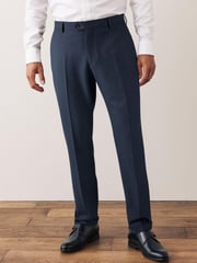 Navy Blue Trimmed Striped Suit: Trousers - Image 1 of 8