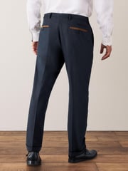 Navy Blue Trimmed Striped Suit: Trousers - Image 3 of 8