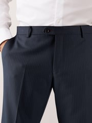 Navy Blue Trimmed Striped Suit: Trousers - Image 5 of 8