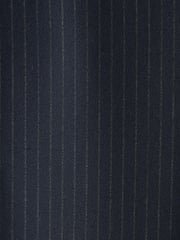 Navy Blue Trimmed Striped Suit: Trousers - Image 7 of 8