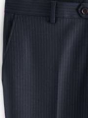 Navy Blue Trimmed Striped Suit: Trousers - Image 8 of 8