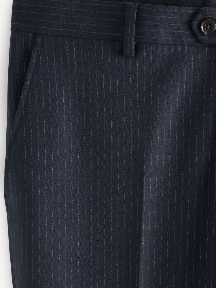 Navy Blue Trimmed Striped Suit: Trousers - Image 8 of 8 Navy Blue Trimmed Striped Suit: Trousers - Image 8 of 8
