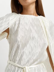 River Island Cream Long Sleeve Belted Volume Slv Top - Image 3 of 5