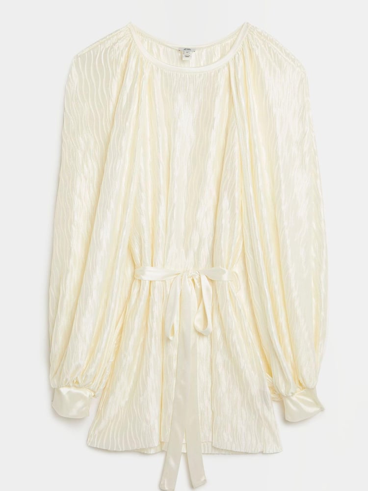 River Island Cream Long Sleeve Belted Volume Slv Top - Image 5 of 5