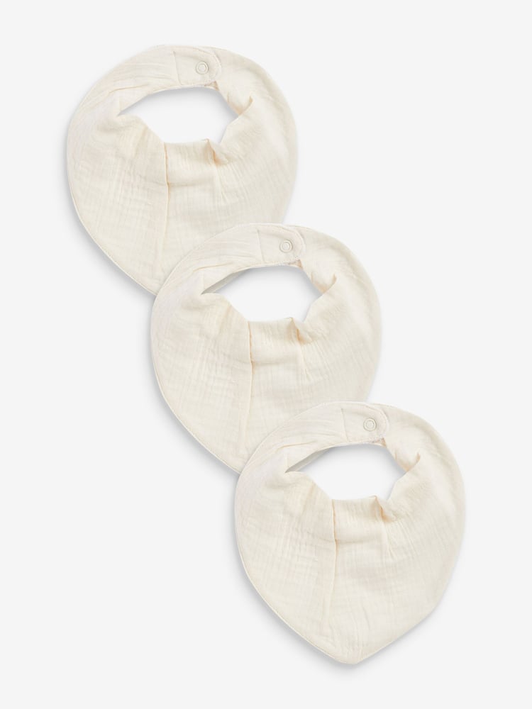 Cream Muslin Baby Dribble Bibs 3 Pack - Image 1 of 2