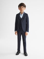 Reiss Navy Hope Junior Modern Fit Mixer Blazer - Image 4 of 6