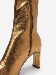 Bronze Brown Blade Heel Sock Ankle Boots - Image 8 of 8