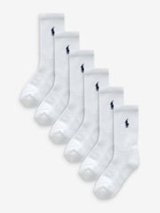 Polo Ralph Lauren White Boys Logo 100% Cotton Socks 6 Pack - Image 1 of 4