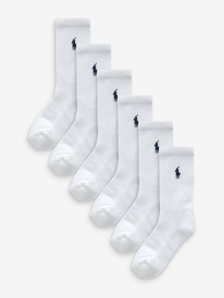 Polo Ralph Lauren White Boys Logo 100% Cotton Socks 6 Pack - Image 1 of 4