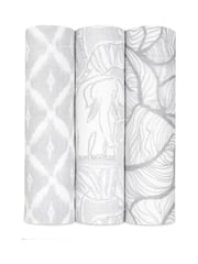 aden + anais Grey Large Silky Soft Culture Club Muslin Blankets 3 Pack - Image 1 of 8