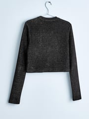 Own. Black Metallic Long Sleeve Cropped Top - Image 6 of 11