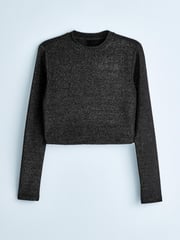 Own. Black Metallic Long Sleeve Cropped Top - Image 7 of 11