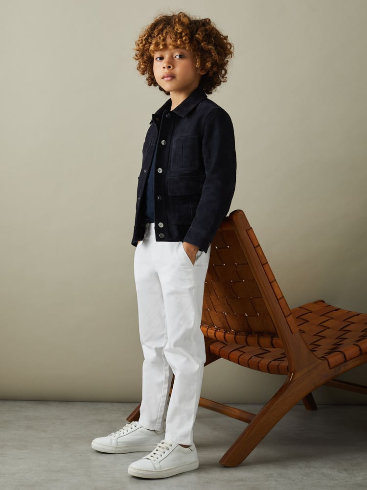 Reiss White Pitch 3-9 yrs Slim Fit Casual Chinos - Image 1 of 4