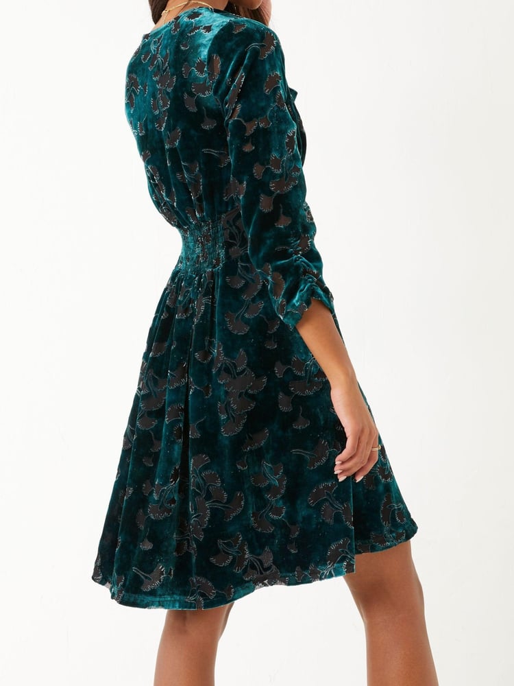 FatFace Green Claudia Devore Dress - Image 2 of 6