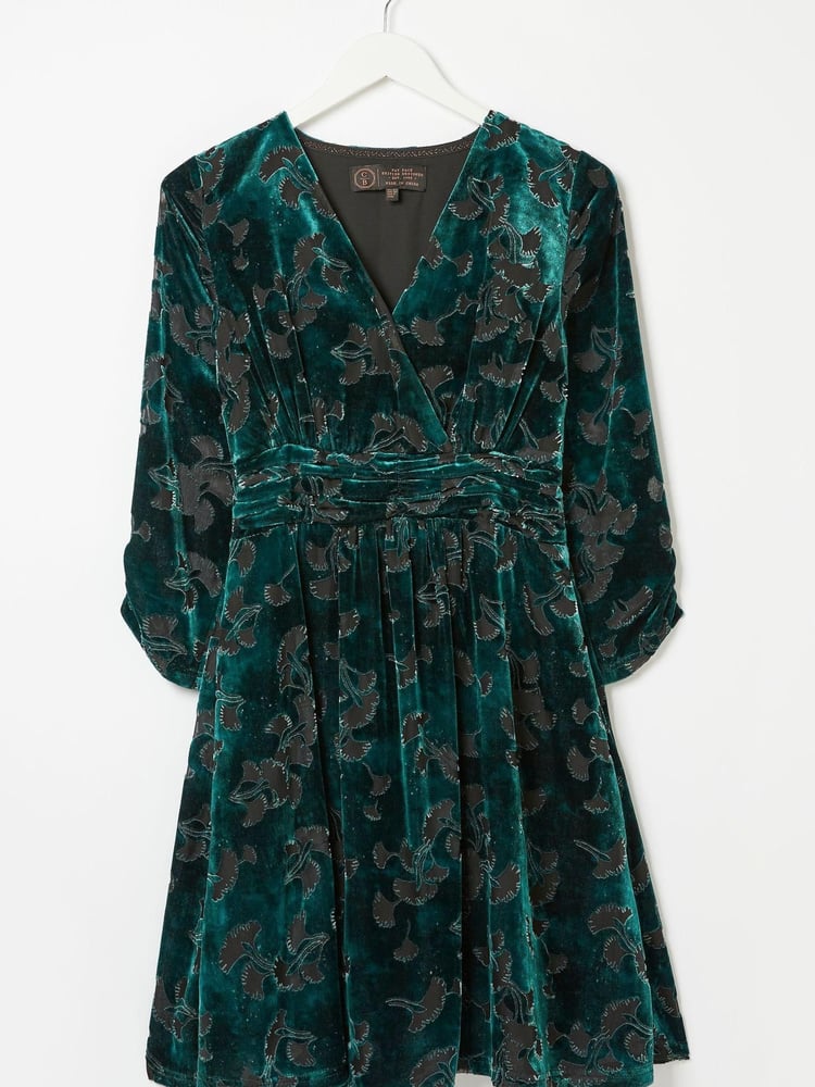 FatFace Green Claudia Devore Dress - Image 6 of 6
