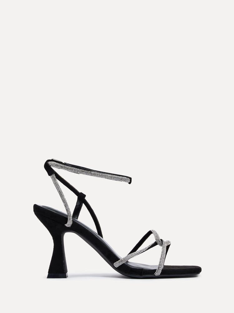 Linzi Black Entice Diamante Embellished Strappy Heeled Sandals - Image 2 of 5