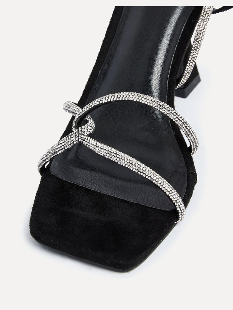 Linzi Black Entice Diamante Embellished Strappy Heeled Sandals - Image 5 of 5