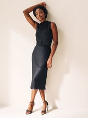 Black Cropped Lace Knit Top - Image 3 of 6