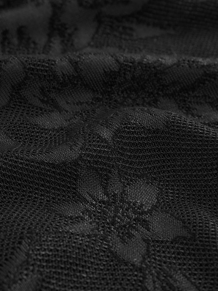 Black Cropped Lace Knit Top - Image 6 of 6