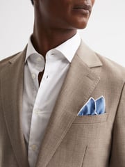 Reiss Airforce Blue Ceremony Plain Silk Pocket Square - Image 3 of 5