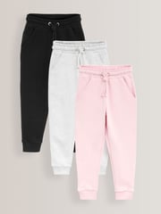 Pink/Grey/Black 3 Pack Soft Jersey Regular Fit Joggers (3-16yrs) - Image 1 of 6