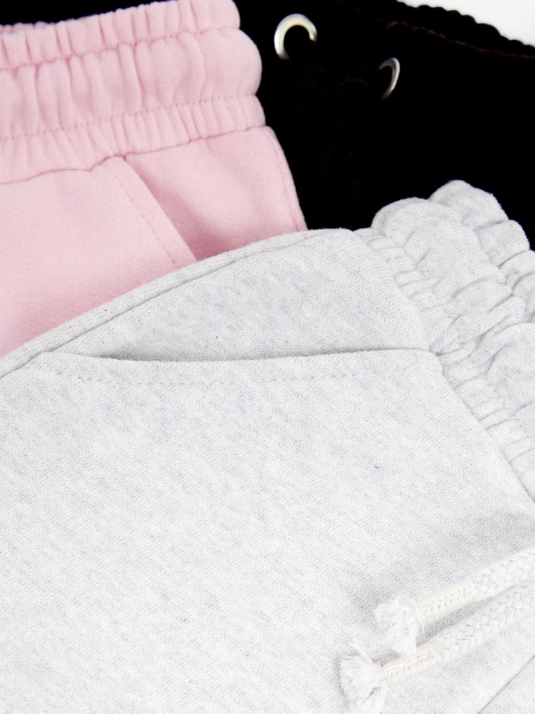 Pink/Grey/Black 3 Pack Soft Jersey Regular Fit Joggers (3-16yrs) - Image 6 of 6