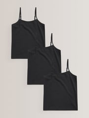 Black 3 Pack Elastic Strappy Cami Vest (1.5-16yrs) - Image 1 of 6