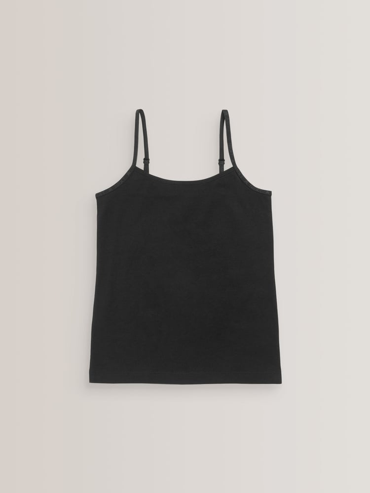 Black 3 Pack Elastic Strappy Cami Vest (1.5-16yrs) - Image 2 of 6
