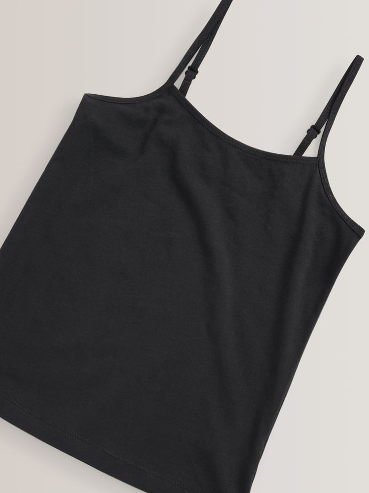 Black 3 Pack Elastic Strappy Cami Vest (1.5-16yrs) - Image 6 of 6