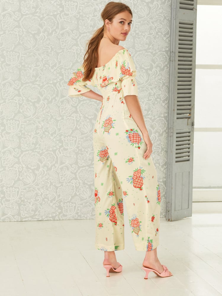 Celia Birtwell Maison Marigold Cream Ruffle Bardot Jumpsuit - Image 2 of 5