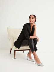 Silver Forever Comfort® Slingback Bow Heels - Image 1 of 7