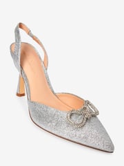 Silver Forever Comfort® Slingback Bow Heels - Image 6 of 7