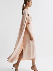 Reiss Nude Kate Cape-Style Midi Dress - Image 1 of 6
