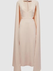 Reiss Nude Kate Cape-Style Midi Dress - Image 2 of 6