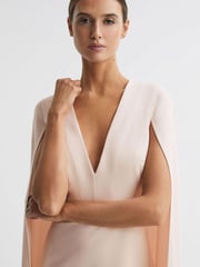 Reiss Nude Kate Cape-Style Midi Dress - Image 3 of 6