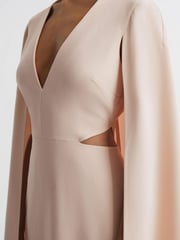 Reiss Nude Kate Cape-Style Midi Dress - Image 6 of 6
