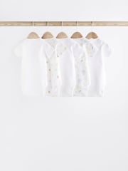 White Short Sleeve 100% Cotton Baby Bodysuits 5 Pack - Image 2 of 7