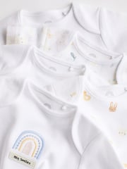 White Short Sleeve 100% Cotton Baby Bodysuits 5 Pack - Image 4 of 7