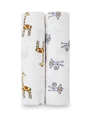 aden + anais White Large Muslin Jungle Jam 100% Cotton Blankets 2 Pack - Image 1 of 10