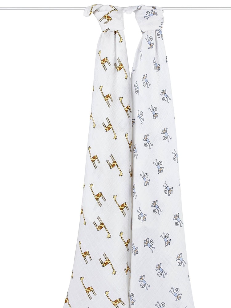 aden + anais White Large Muslin Jungle Jam 100% Cotton Blankets 2 Pack - Image 2 of 10