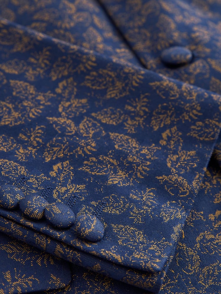 Blue Slim Nehru Collar Suit Jacket - Image 12 of 12
