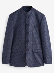 Blue Slim Nehru Collar Suit Jacket - Image 8 of 12