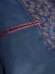 Blue Slim Nehru Collar Suit Jacket - Image 9 of 12